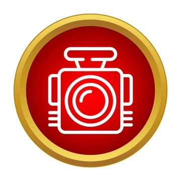 Video camera icon in red circle with gold 스톡 일러스트