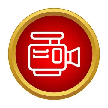 Video camera icon in red gold circle symbolizing recording Stock Illustration