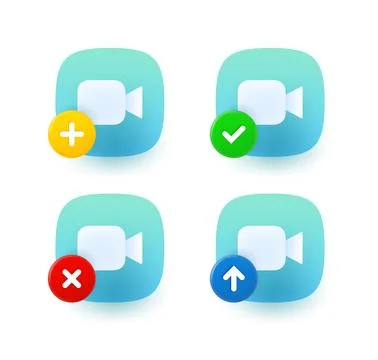 Video camera icon set with different pictograms. 3d vector icons set Stock Illustration