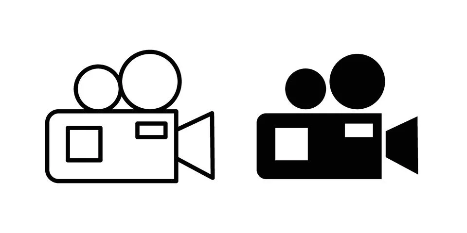Video camera icon set modern line and solid style collection. Stock Illustration