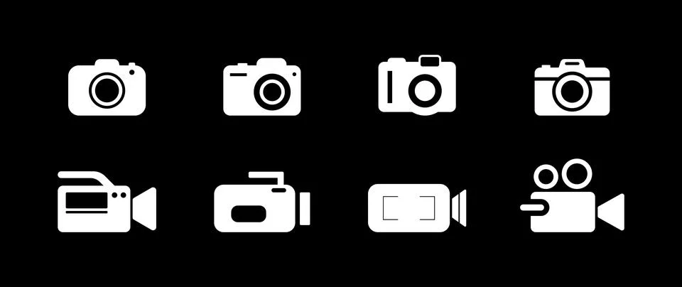 Video camera icon set. Solid icon for video recording camera Stockillustratie