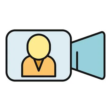 Video camera icon showing recording person symbol Illustrazione stock