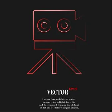 Video camera icon symbol Flat modern web design with long shadow and space fo Stock Illustration