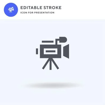 Video Camera icon vector, filled flat sign, solid pictogram isolated on white Stock Illustration