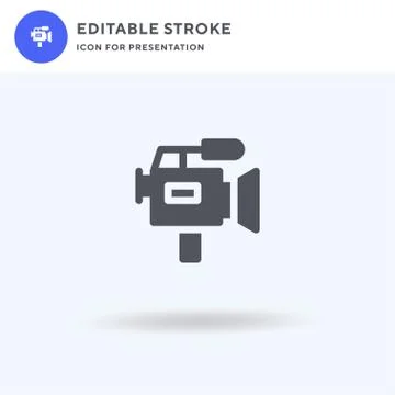 Video Camera icon vector, filled flat sign, solid pictogram isolated on white Stock Illustration