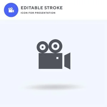 Video Camera icon vector, filled flat sign, solid pictogram isolated on white Stock Illustration