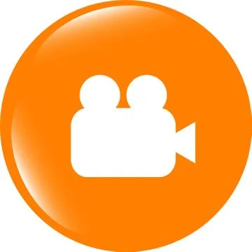 Video camera icon web app button . Trendy flat style sign isolated on white b Stock Illustration