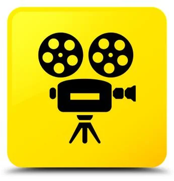 Video camera icon yellow square button Stock Illustration
