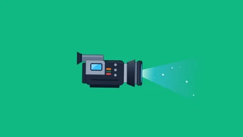 Video camera icons with recording light on green background. 4K Stock Footage 340882737