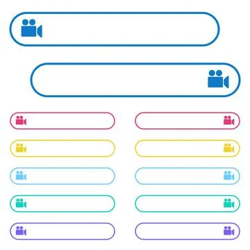 Video camera icons in rounded color menu buttons Stock Illustration