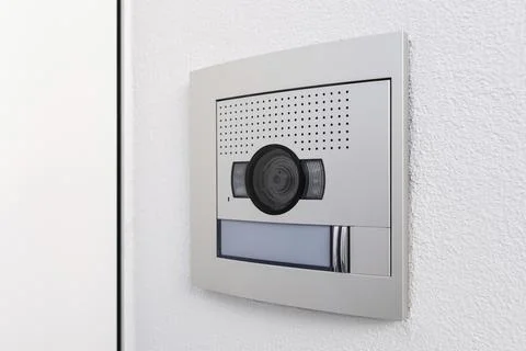 Video camera intercom in the entry of a building or house. Security system Stock Photos