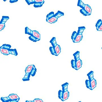 Video camera isometric icon seamless pattern sign Illustrazione stock