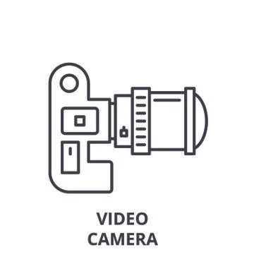 Video camera line icon concept. Video camera vector linear illustration, symbol Stock Illustration