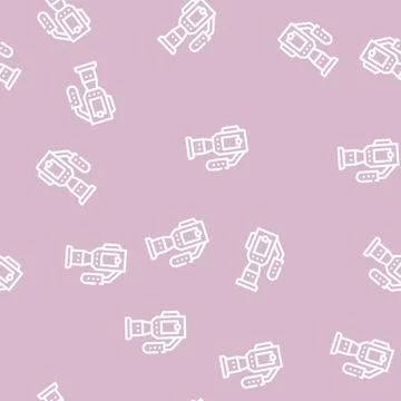 Video camera line vector seamless pattern sign Illustrazione stock