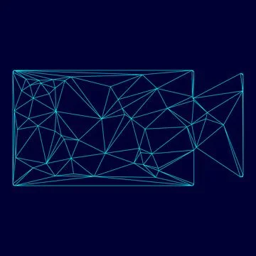 Video camera low poly triangulation triangulated polygonal electric cyan blue Stock Illustration