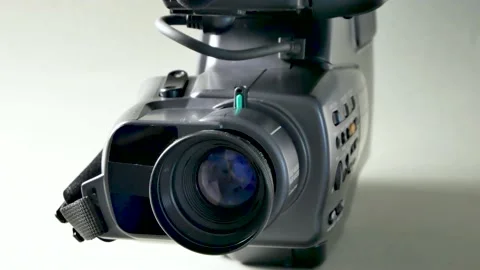 The video camera with the microphone isolated on white, in concept of technol Video stock 132128733