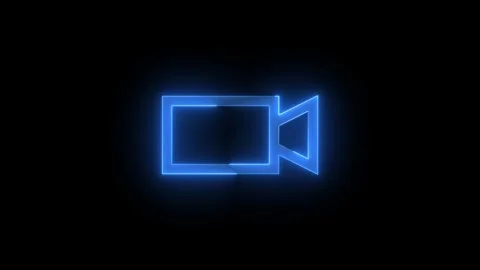 Video camera mode icon glowing neon blue color animation black background Stock Footage 274951318