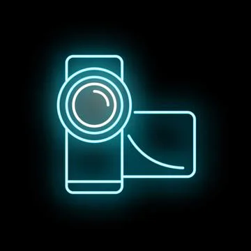 Video camera neon light icon showing digital recording Stock Illustration