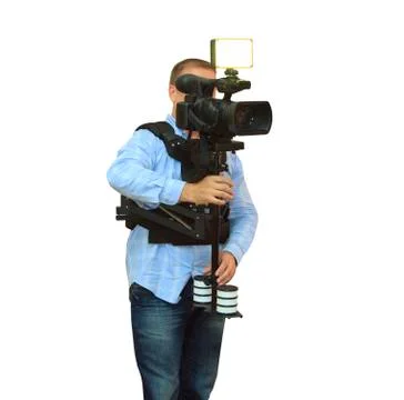 Video camera operator working with his professional equipment Stock-Fotos