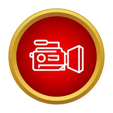 Video camera outline icon recording button concept Stock Illustration