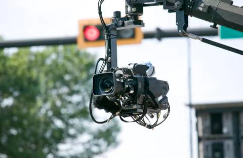 Video Camera Over Head on Crane Stock Photos