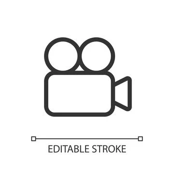 Video camera pixel perfect linear ui icon 스톡 일러스트