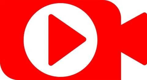 Video camera with a play button icon. Video streaming symbol vector illustr.. Stock Illustration