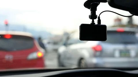 Video camera recorder in car driving Video stock 81794366