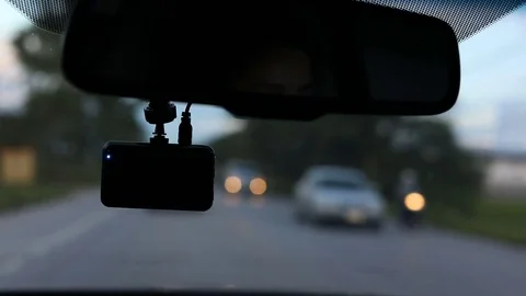 Video camera recorder in car driving on road Stock Footage 82786747