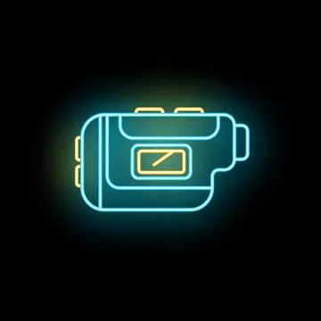 Video camera recorder neon glowing outline sign Stock Illustration