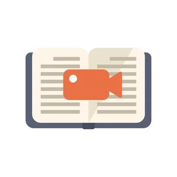 Video camera recording open textbook for online education Stock Illustration
