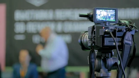 Video camera recording seminar | Stock Video | Pond5
