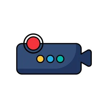 Video camera recording status indicator device vector outline icon イラスト素材