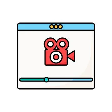 Video camera recording stream player window vector outline icon イラスト素材
