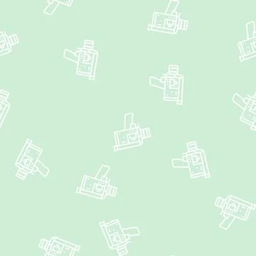 Video camera retro gadget line seamless pattern Stock Illustration