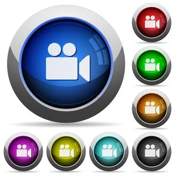 Video camera round glossy buttons 스톡 일러스트