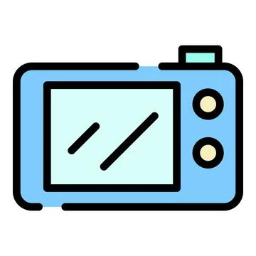 Video camera screen icon color outline vector Stock Illustration