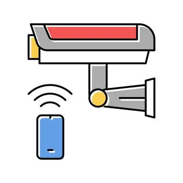 Video camera, security system remote control color icon vector illustration Stock Illustration