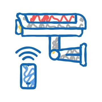 Video camera, security system remote control icon doodle illustration Stock Illustration