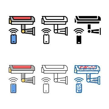 Video camera, security system remote control color icon vector minimal Stock Illustration