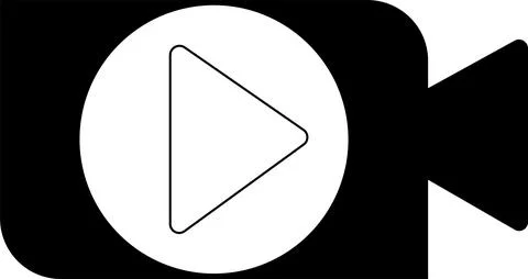 Video camera shape with a play button icon. Video streaming symbol vector i.. Stock Illustration