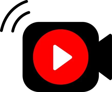 Video camera shape with a play button icon. Video streaming symbol vector i.. 스톡 일러스트