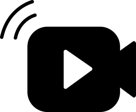 Video camera shape with a play button icon. Video streaming symbol vector i.. Stock Illustration