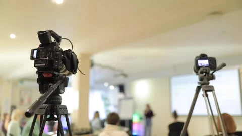 Video camera shoots the event, backstage shooting Stock-Footage 144466357