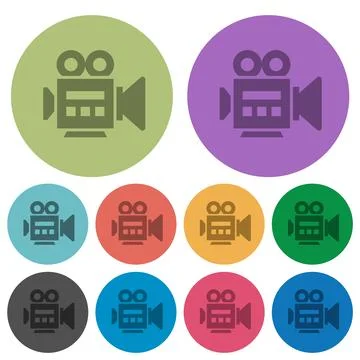 Video camera side view color darker flat icons Ilustración de archivo