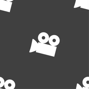 Video camera sign icon. content button. Seamless pattern on a gray background Stock Illustration