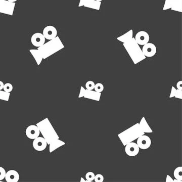 Video camera sign icon. content button. Seamless pattern on a gray background イラスト素材