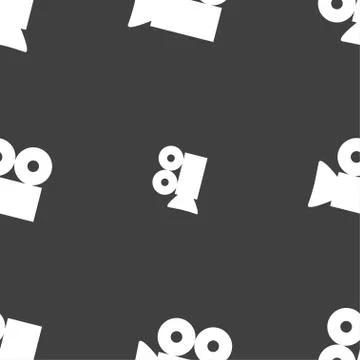 Video camera sign icon. content button. Seamless pattern on a gray background Stock Illustration