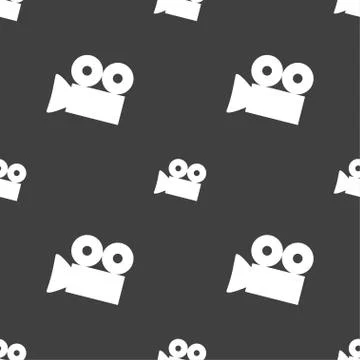 Video camera sign icon. content button. Seamless pattern on a gray background Stock Illustration