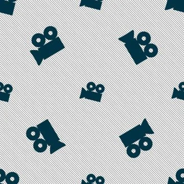 Video camera sign icon. content button. Seamless pattern with geometric texture. Ilustración de archivo
